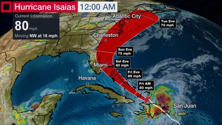 Furtuna tropicală Isaias se transformă în URAGAN