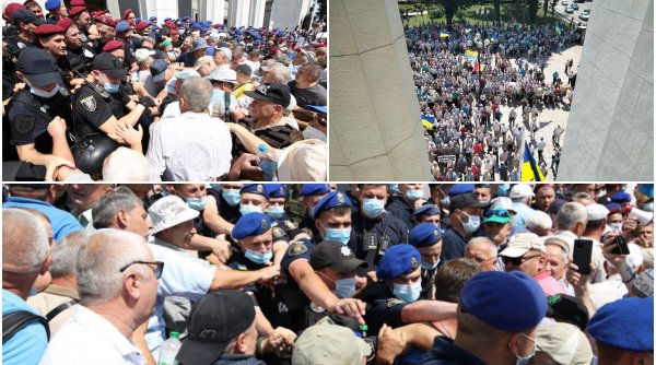 Sute de poliţişti pensionari au încercat să ia cu asalt clădirea parlamentului ucrainean