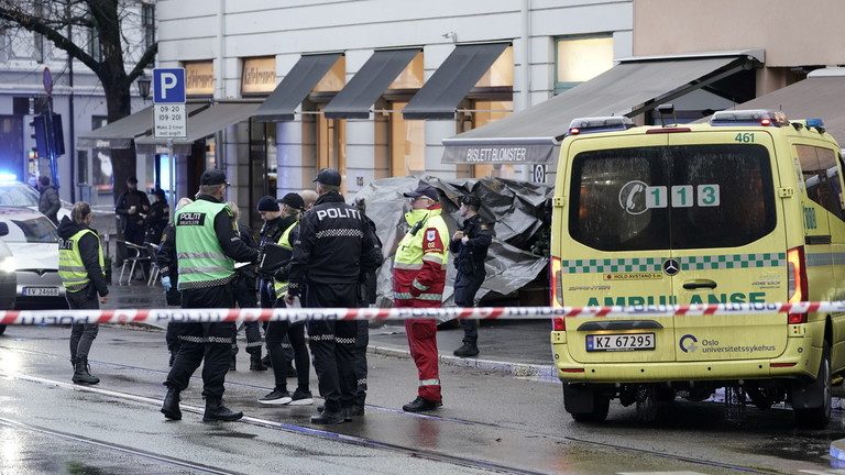Un bărbat la bustul gol a rănit cu cuţitul un poliţist la Oslo (VIDEO)! Atacatorul a fost împuşcat mortal!