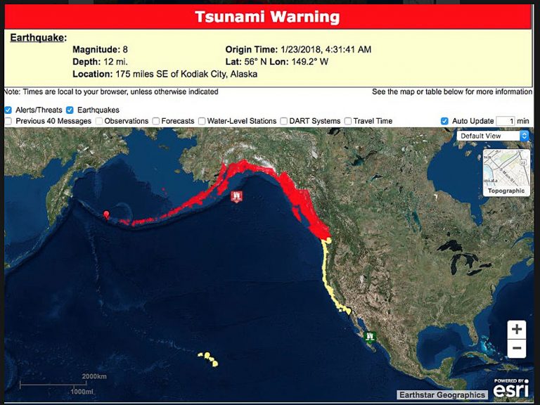 Alerta de tsunami pe coasta de vest a Americii a fost anulată