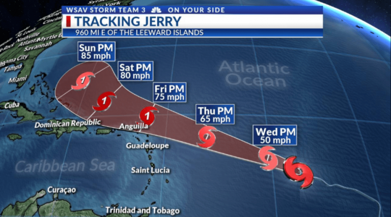 ‘Jerry’ devine uragan și se îndreaptă cu putere spre Caraibe