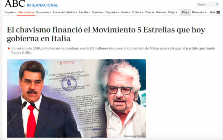 Venezuela a ajutat cu milioane de euro M5S ‘să se ridice’ în Italia