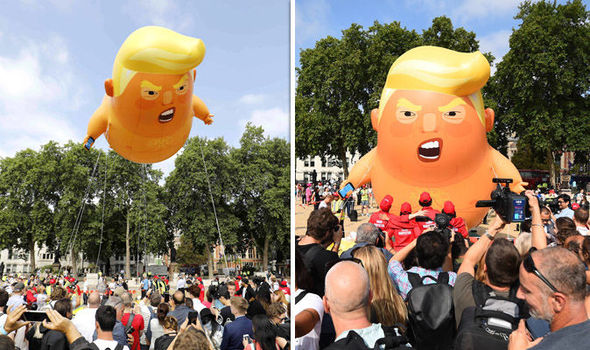 Protestatarii anti-Trump au lansat pe cerul Londrei un uriaş balon portocaliu