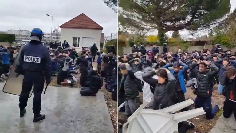 Stânga franceză este scandalizată de arestarea în masă a unor tineri din curtea unei şcoli