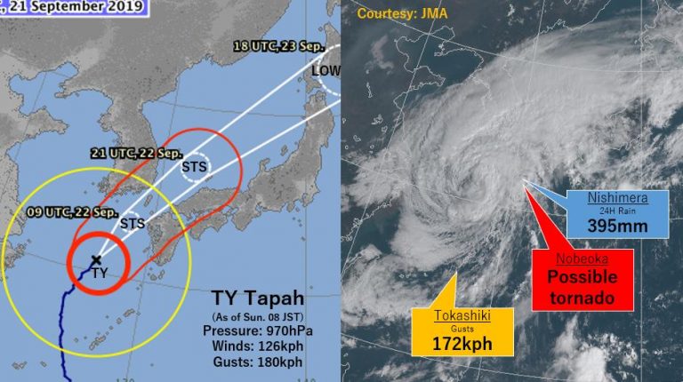Taifunul Tapah face ravagii în Japonia: 30 de oameni au fost răniți!