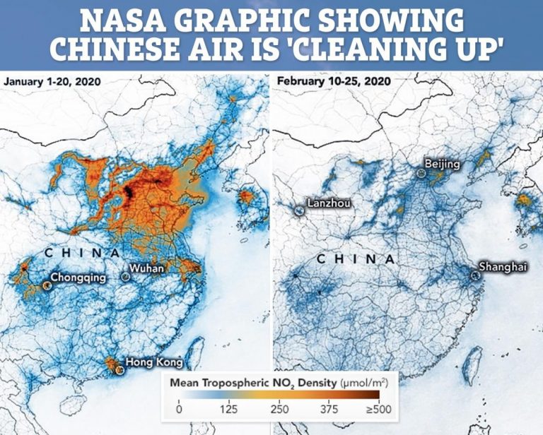 Se vede şi din satelit! Coronavirusul DIMINUEAZĂ poluarea din China