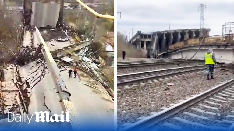 Un pod rutier s-a făcut bucăţi peste o gară din Rusia (VIDEO)! Sunt mai multe victime