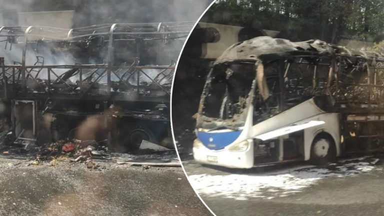 Un autocar plin cu moldoveni a luat foc pe o autostradă din Austria (VIDEO)