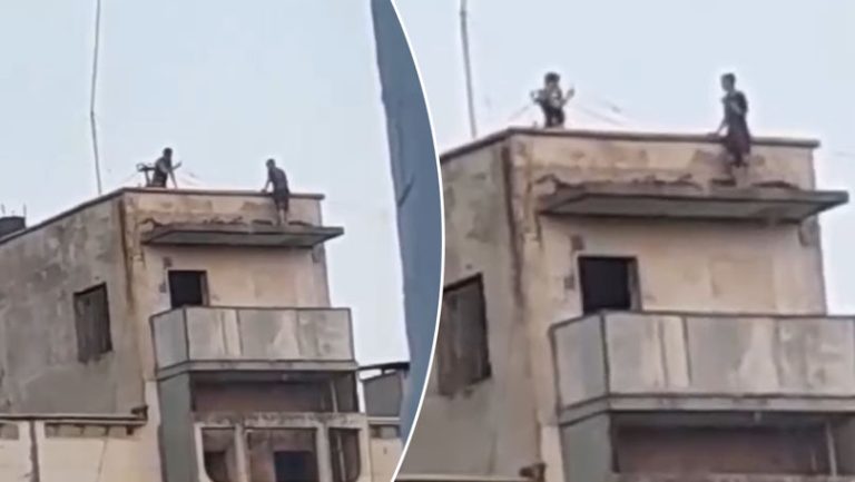 Doi puşti s-au filmat pe acoperișul unui bloc din Râbnița