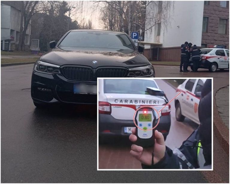 Un șofer în stare de ebrietate la volan în Chișinău, a fost identificat de carabinieri