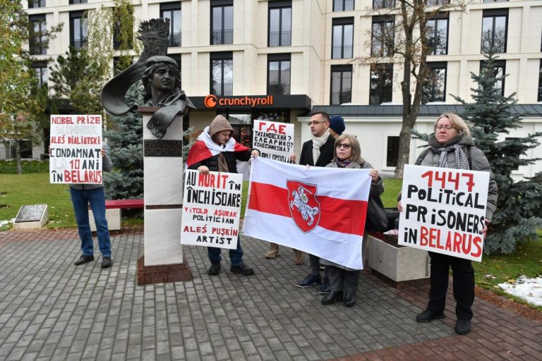 Protest la Ambasada Republicii Belarus din Chișinău împotriva ‘dictaturii’ lui Lukașenko