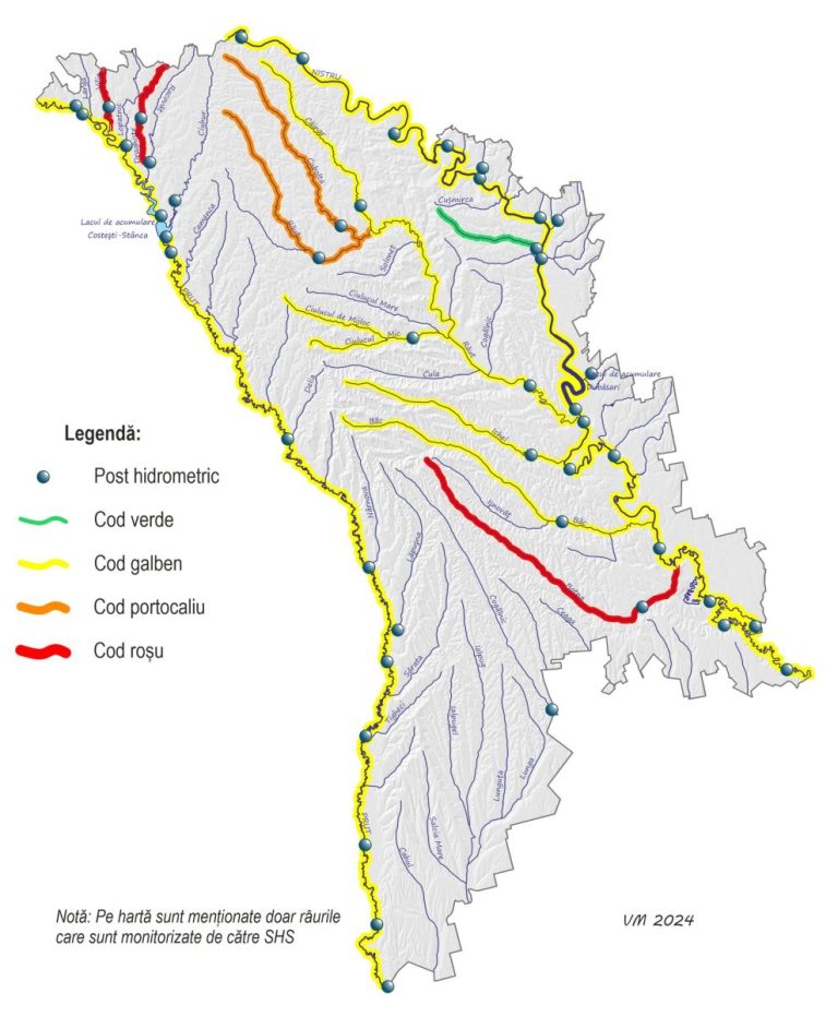Avertizare hidrologică de Cod galben: Nivelul apelor din râuri, în scădere