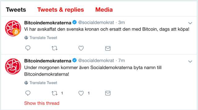 Suedia: Fake news-uri apărute pe contul oficial de Twitter al Partidului Social Democrat, spart de hackeri