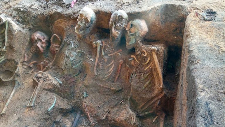 Cea mai mare groapă comună din Europa. Aproximativ 1.000 de schelete, găsite în centrul orașului Nürnberg