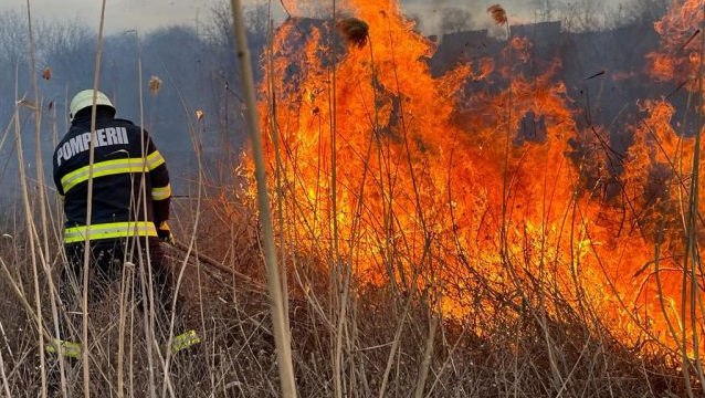 Riscul incendiilor de vegetație este sporit. Pompierii atenționează