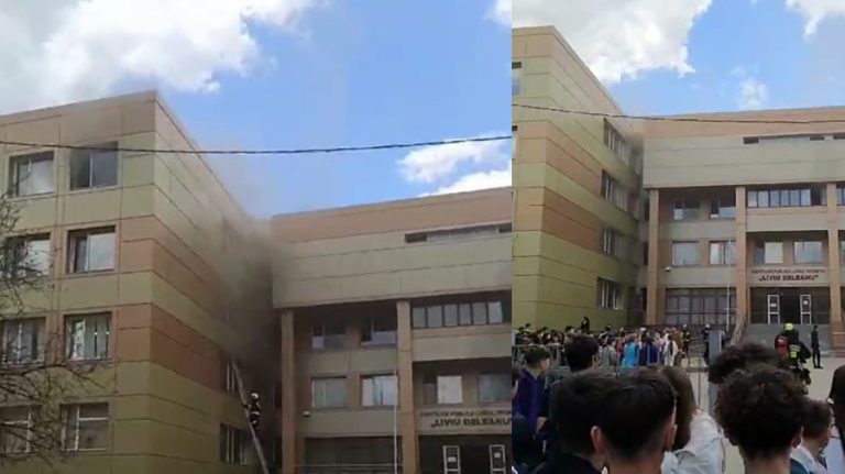 Circa 60 de salvatori au intervenit la lichidarea incendiului de la Liceul „Liviu Deleanu” din Chișinău
