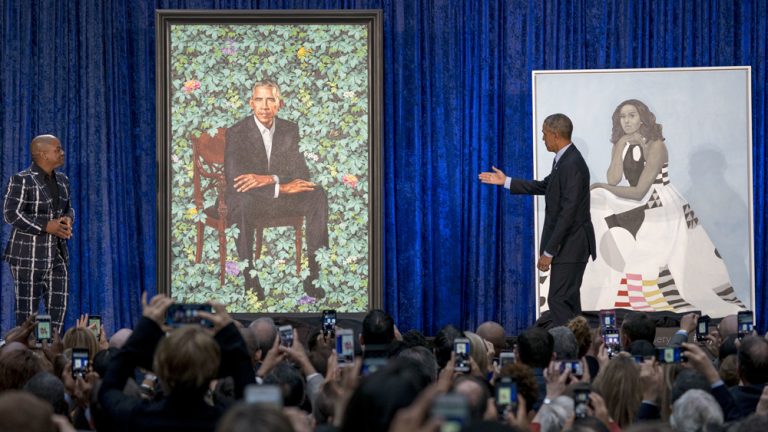 Portrete ale lui Barack şi Michelle Obama au fost inaugurate la National Portrait Gallery