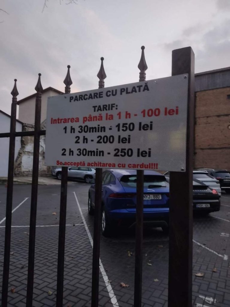 În Chișinău, există o parcare auto unde prețul pentru o oră este de 100 de lei. Prețurile au stârnit mai multe reacții