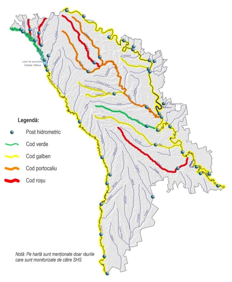 A fost emisă avertizare hidrologică pentru majoritatea râurilor din țară